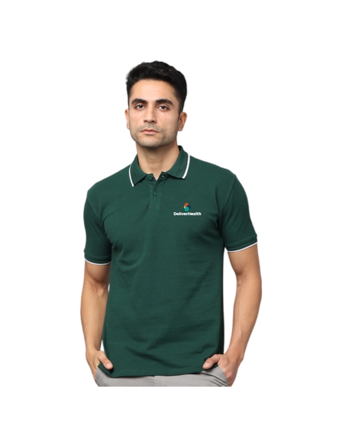 Greys & Blues Pima Polo T-Shirt - Green With White Tipping
